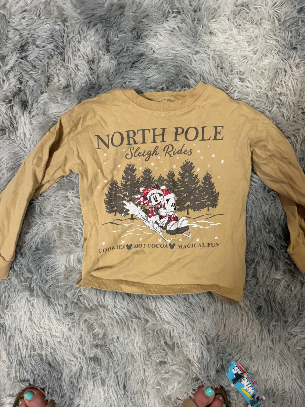 Disney North Pole Sleigh Rides Long-Sleeve Top - Tan, Red, Black, White